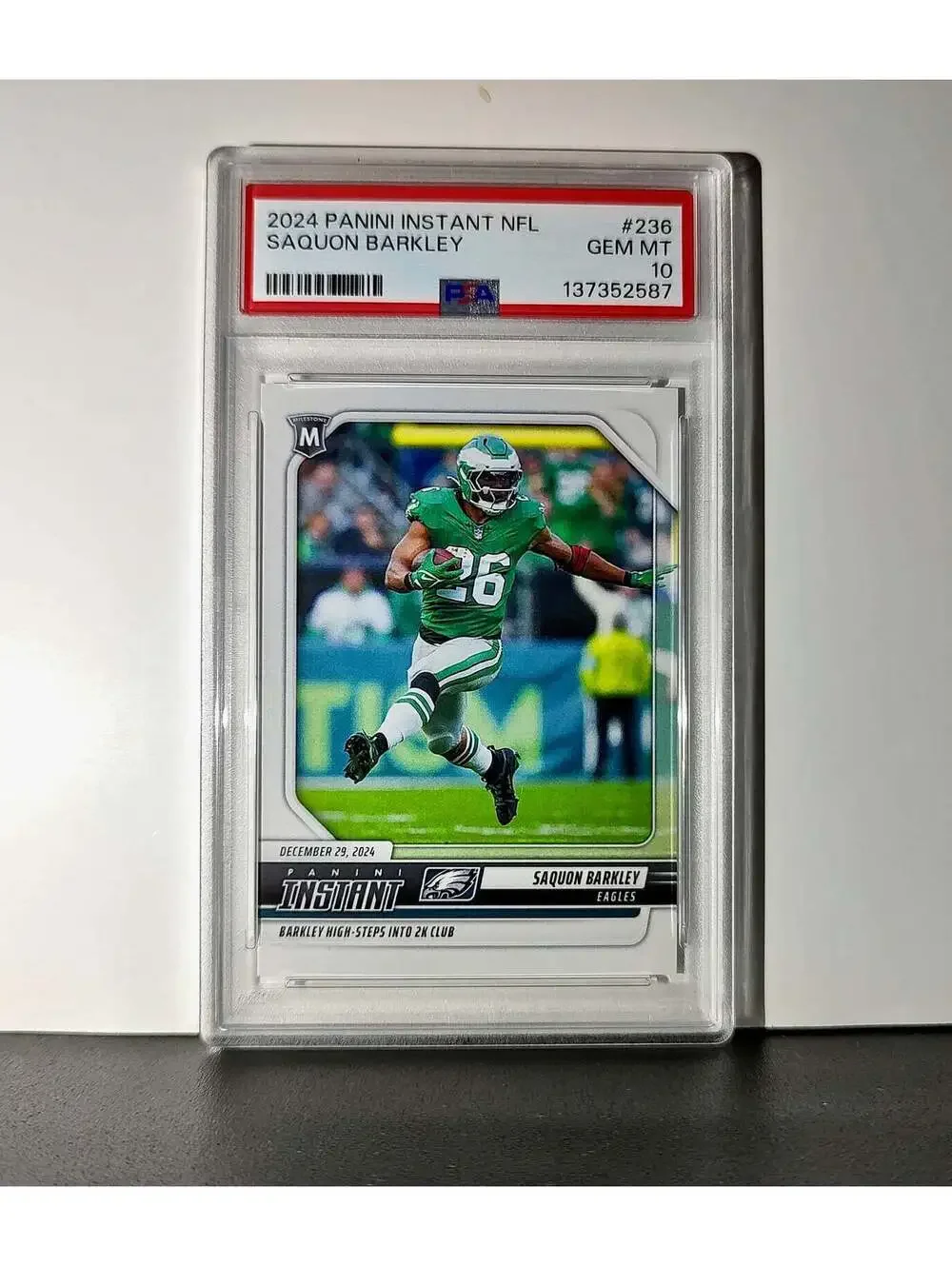 Saquon Barkley 2024 Panini Milestone NFL #236 Eagles 1 of 809 PSA 10 Gem Mint